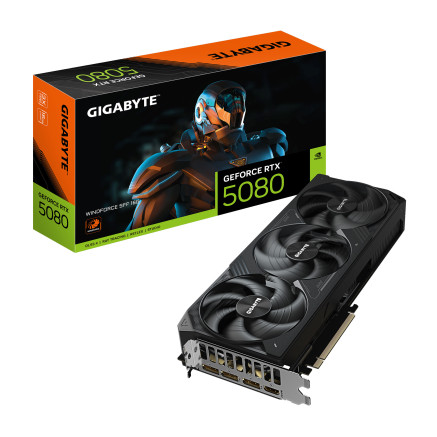 GIGABYTE GeForce RTX 5080 WINDFORCE SFF 16G Carte Graphique - 16GB GDDR7, 256 bits, PCI-E 5.0, 2617 MHz Core Clock, 3 x