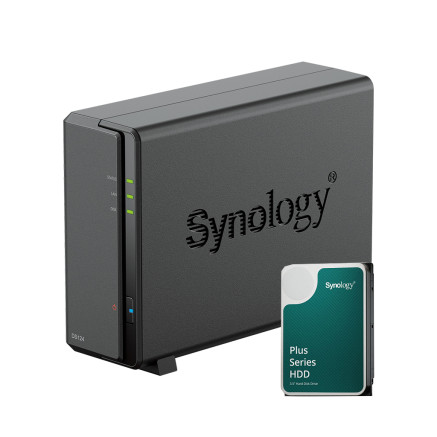Bundle NAS Synology DS124 1Go avec 1 disque Synology 4To HAT33XX, non assemblé