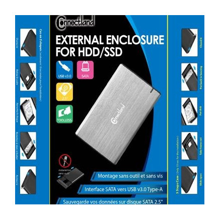 1908126 Boîtier externe 2.5p SATA USB 3.0 Alu sans vis Silver | ECP Grossiste informatique