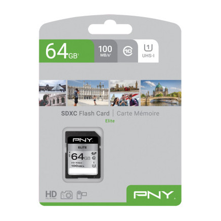 PNYMF037590 PNY ELITE SDXC 64Go - CLASSE 10 - 100GB S - UHS-I