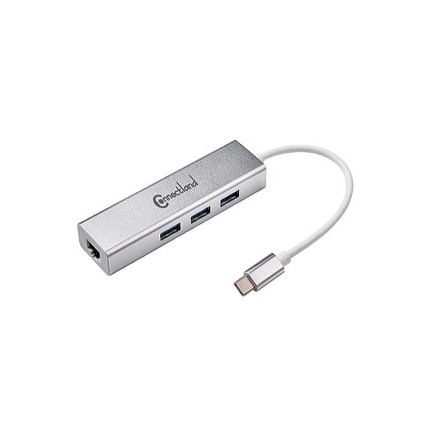 ADAPT. USB TYPE C MALE TO RJ45 10/100/1000 Mbps + HUB Alluminium | ECP Grossiste informatique