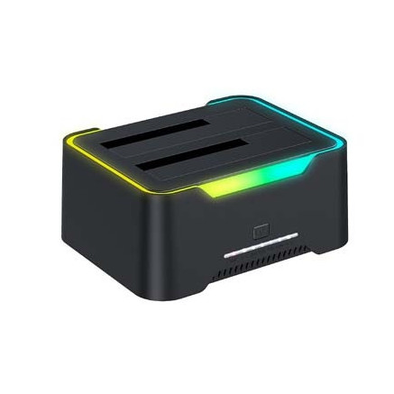 STATION 2xHDD SATA SORTIES USB V3 BLACK STATION 2xHDD ABS ILLUMINATED | ECP Grossiste informatique